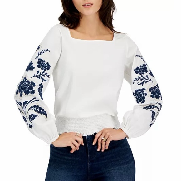 INC International Concepts Tops - INC International Concepts Floral Embroidered Top